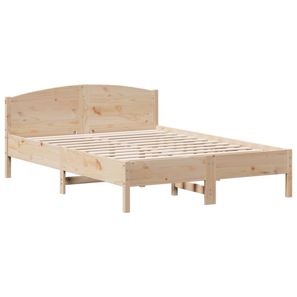 Solid Pine Wood Bed Frame 140x200 cm - Mattress Not Included