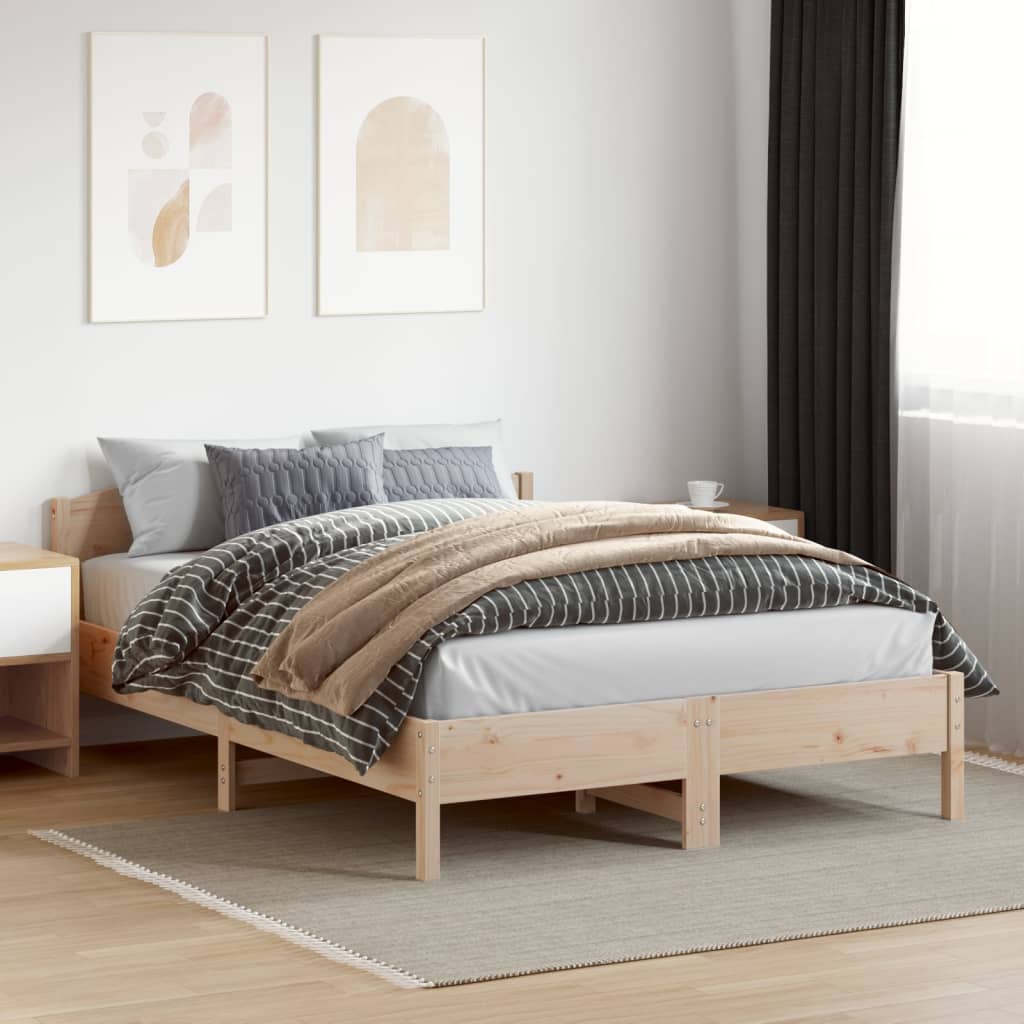 Solid Pine Wood Bed Frame 140x200 cm - Mattress Not Included