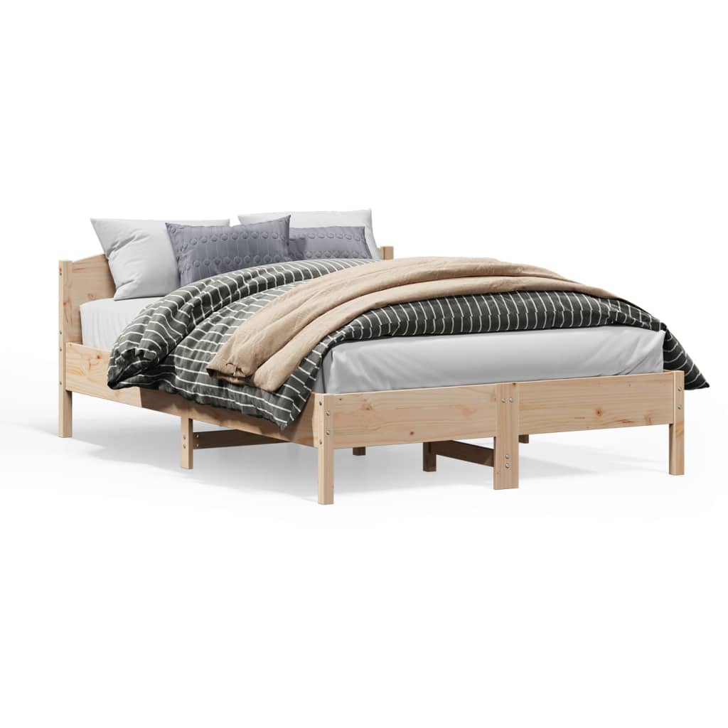 Solid Pine Wood Bed Frame 140x200 cm - Mattress Not Included