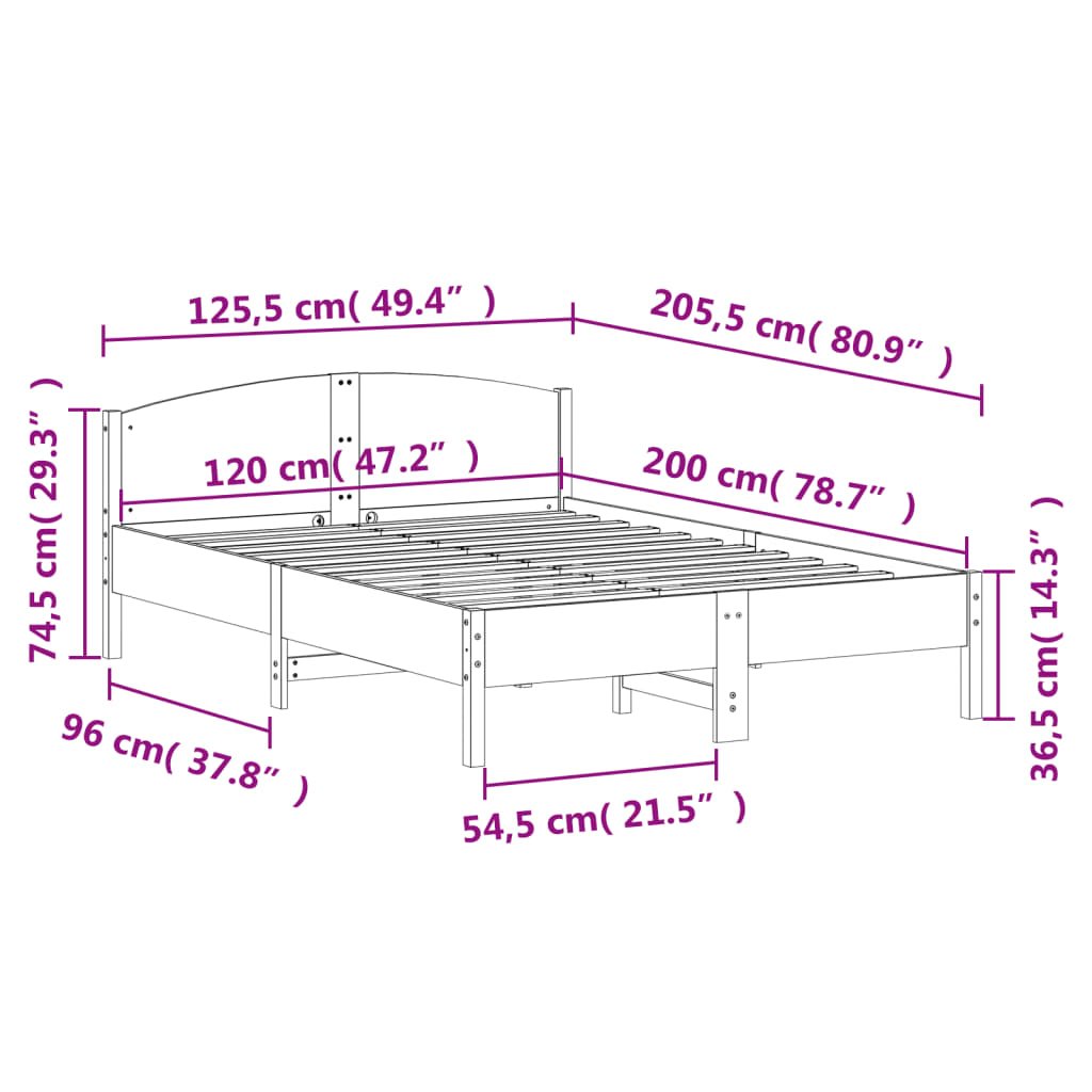 Solid Pine Wood Bed Frame Wax Brown 120x200 cm - No Mattress