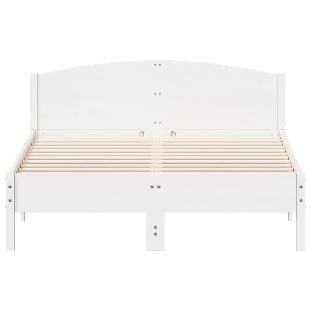 Solid White Pine Double Bed Frame - 135x190 cm | No Mattress Included