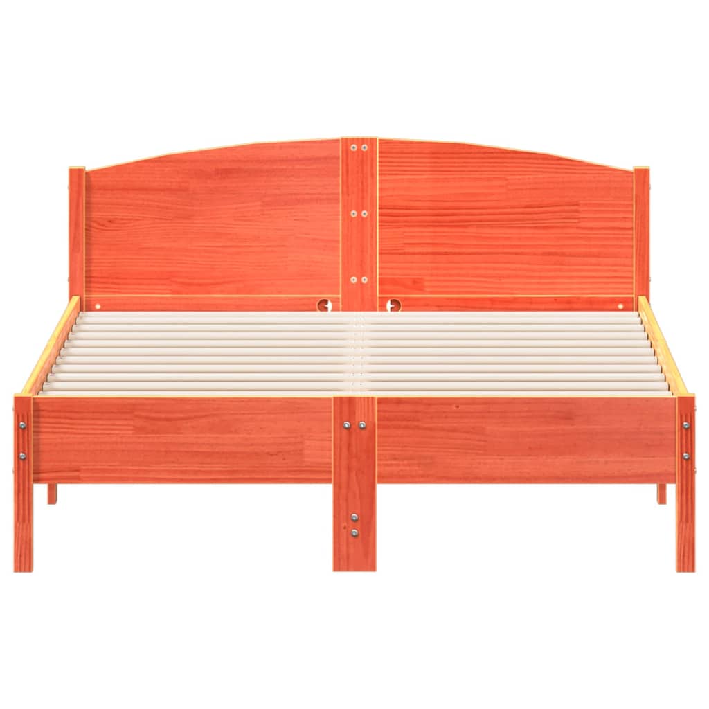 Solid Pine Bed Frame Wax Brown 135x190 cm - Double Size Furniture