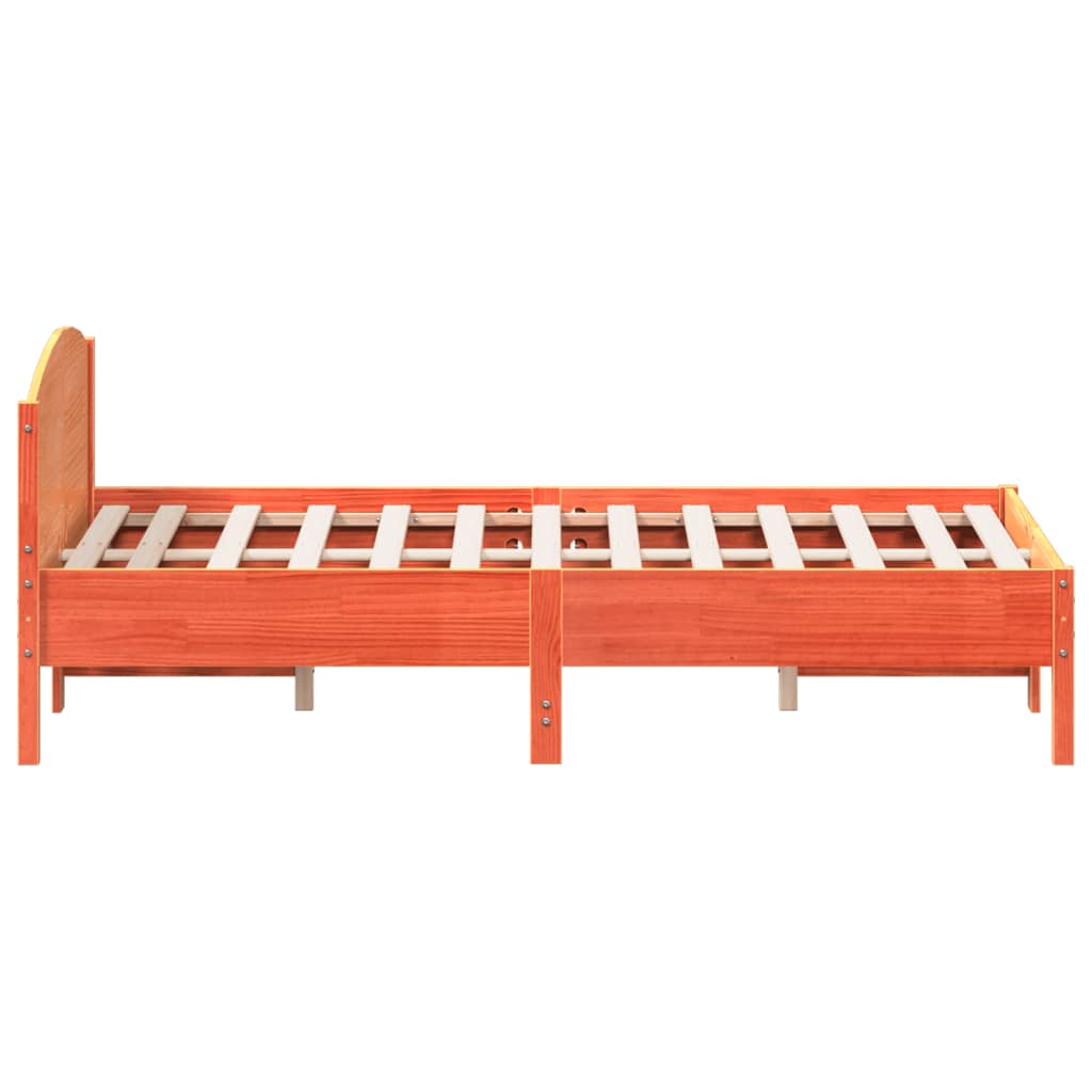 Solid Pine Bed Frame Wax Brown 135x190 cm - Double Size Furniture