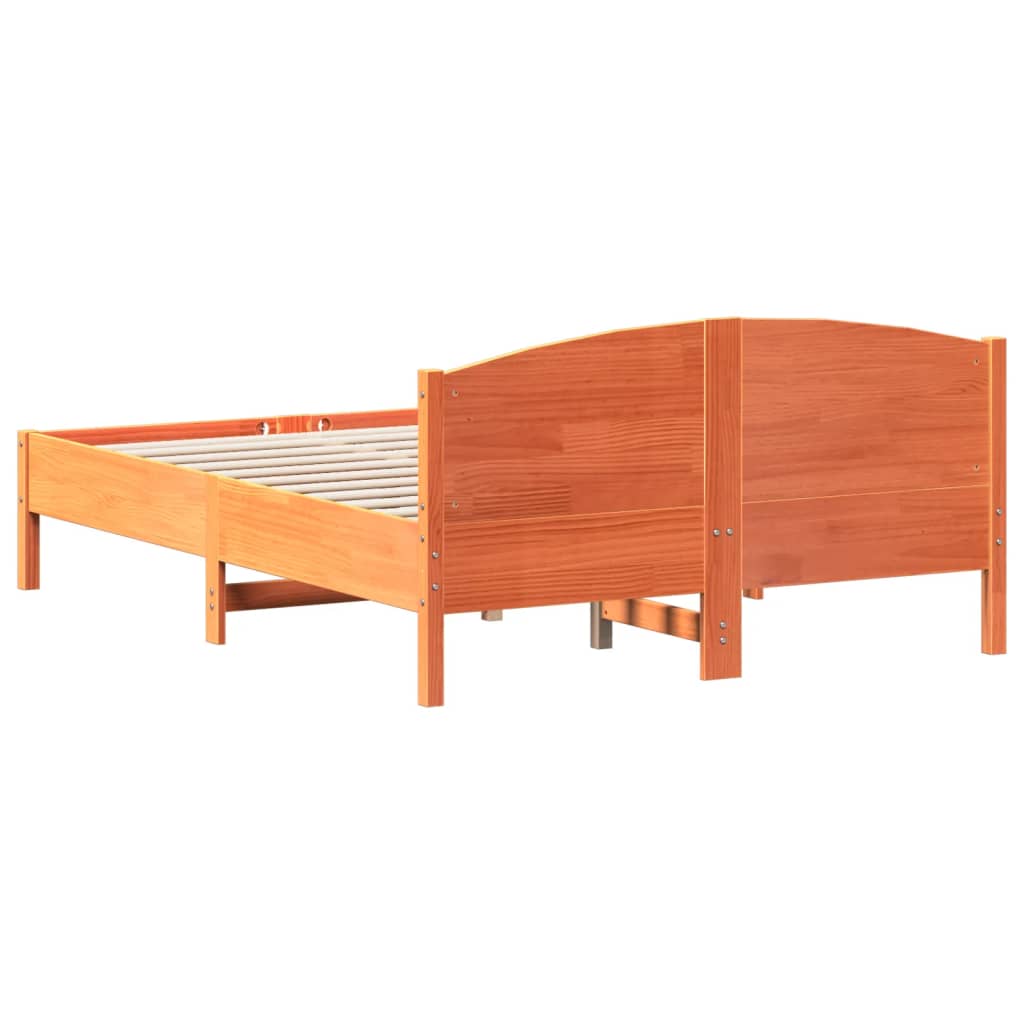 Solid Pine Bed Frame Wax Brown 135x190 cm - Double Size Furniture