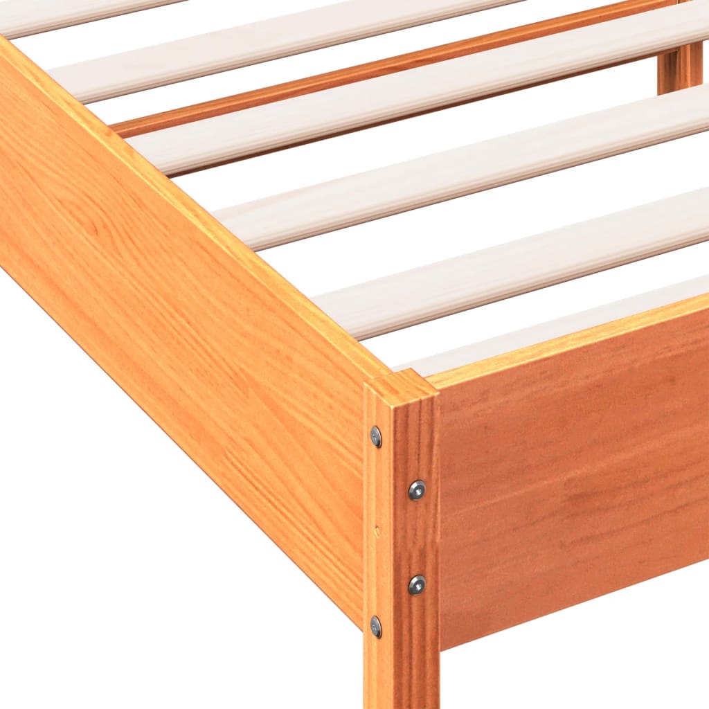 Solid Wood Pine Bed Frame, Wax Brown, 100x200 cm (No Mattress)