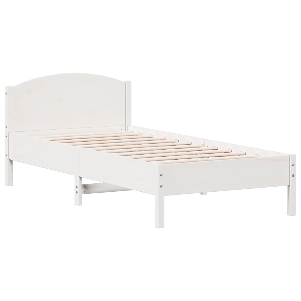 White Solid Pine Wood Bed Frame 90x200 cm - No Mattress Included