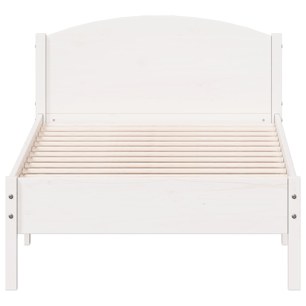 White Solid Pine Wood Bed Frame 90x200 cm - No Mattress Included