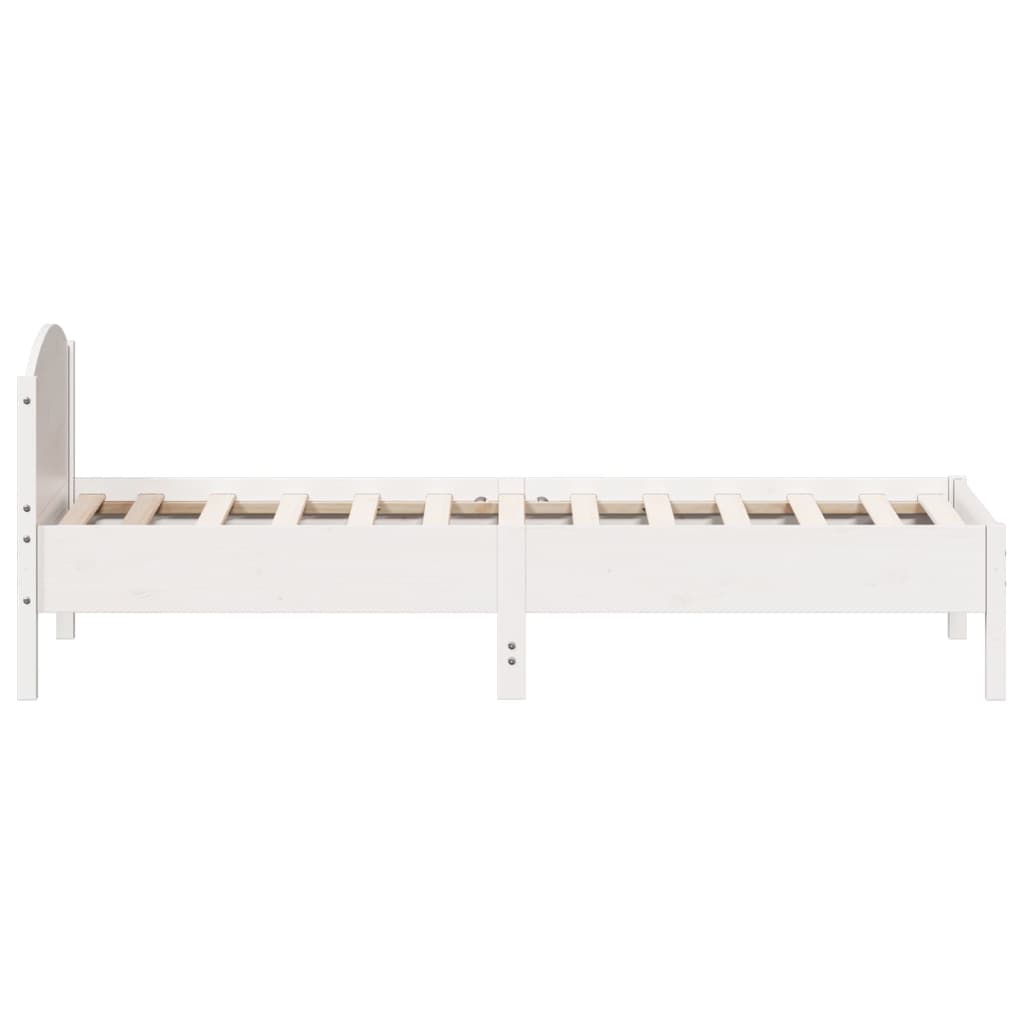 White Solid Pine Wood Bed Frame 90x200 cm - No Mattress Included