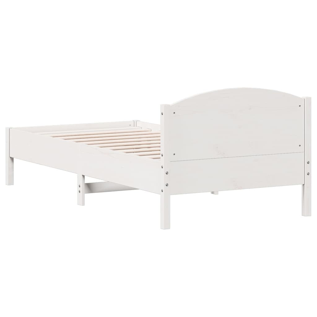 White Solid Pine Wood Bed Frame 90x200 cm - No Mattress Included