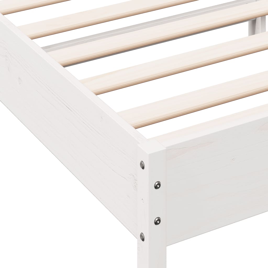White Solid Pine Wood Bed Frame 90x200 cm - No Mattress Included