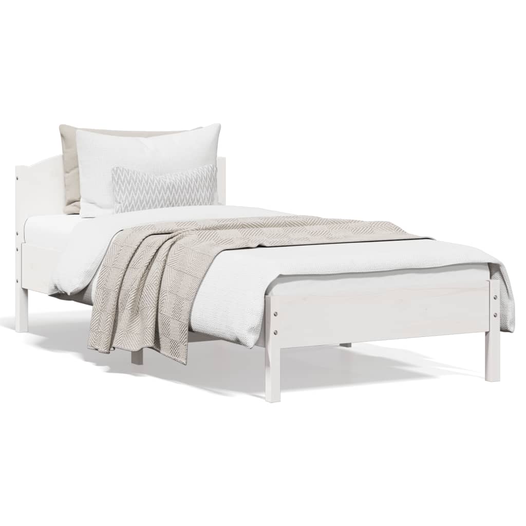 White Solid Pine Wood Bed Frame 90x200 cm - No Mattress Included
