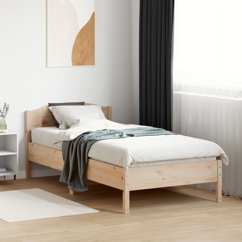 Solid Pine Wood Bed Frame 75x190 cm - Small Single, No Mattress