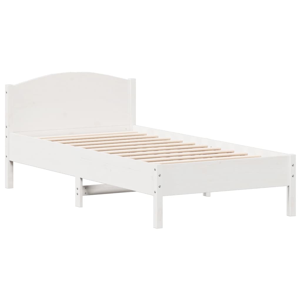 Solid Pine Wood White Bed Frame 75x190 cm - Small Single