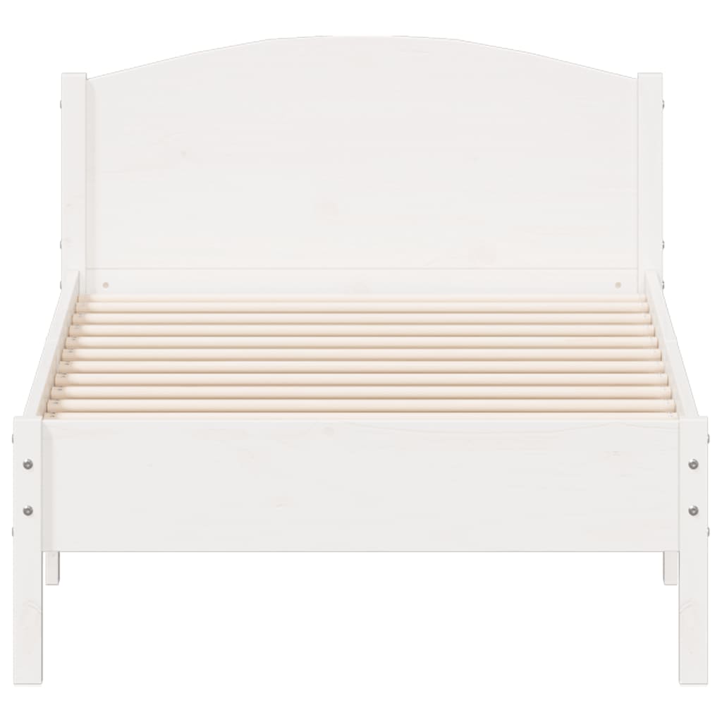 Solid Pine Wood White Bed Frame 75x190 cm - Small Single