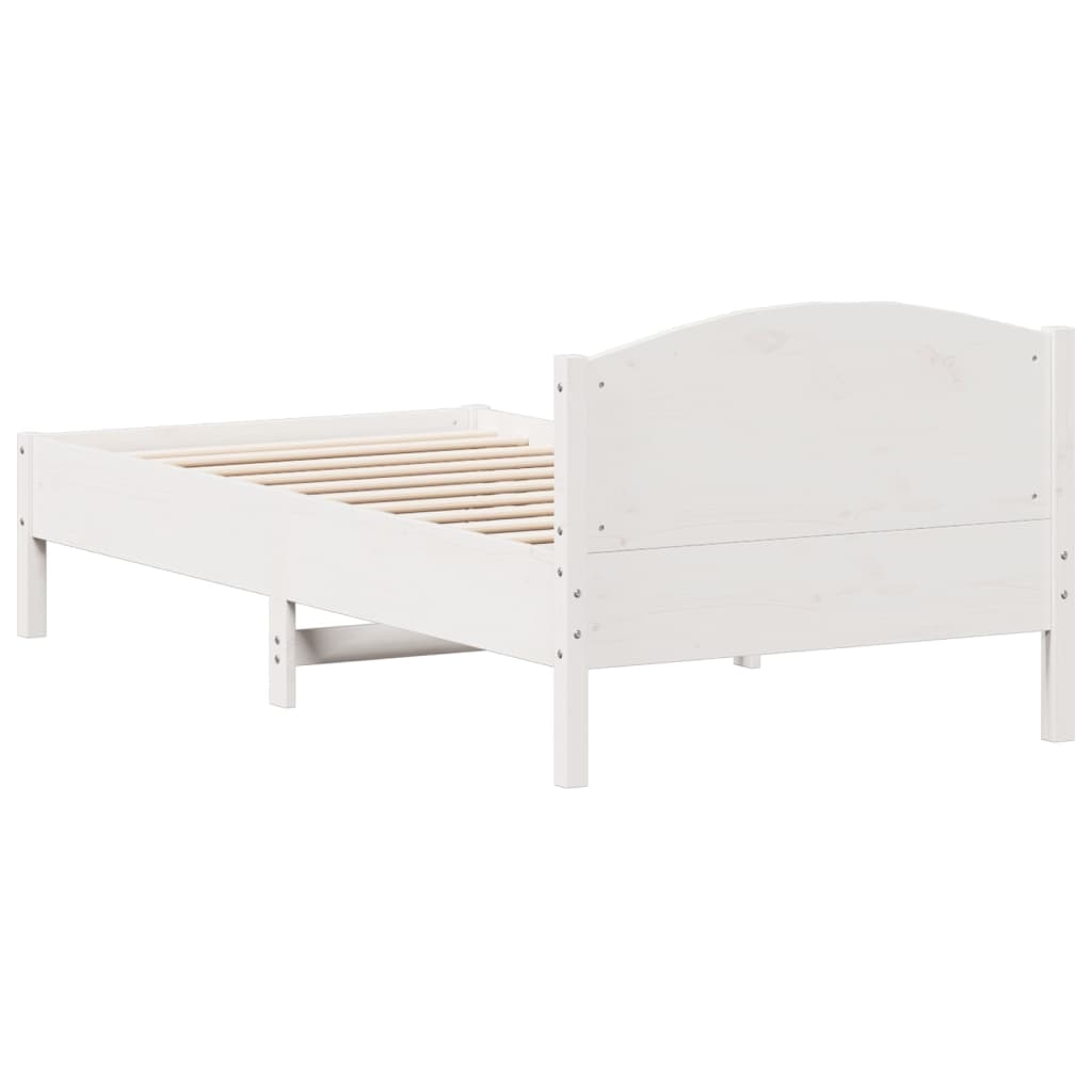 Solid Pine Wood White Bed Frame 75x190 cm - Small Single