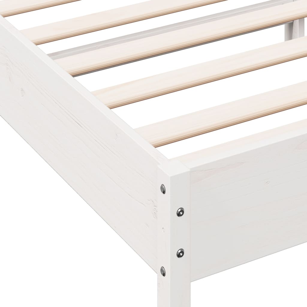 Solid Pine Wood White Bed Frame 75x190 cm - Small Single