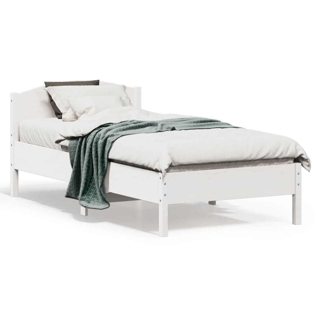 Solid Pine Wood White Bed Frame 75x190 cm - Small Single