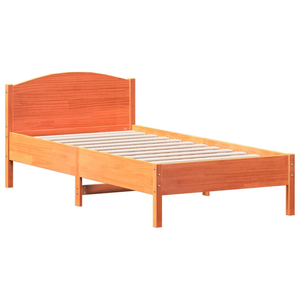 Solid Pine Bed Frame, Wax Brown, 75x190 cm - Small Single