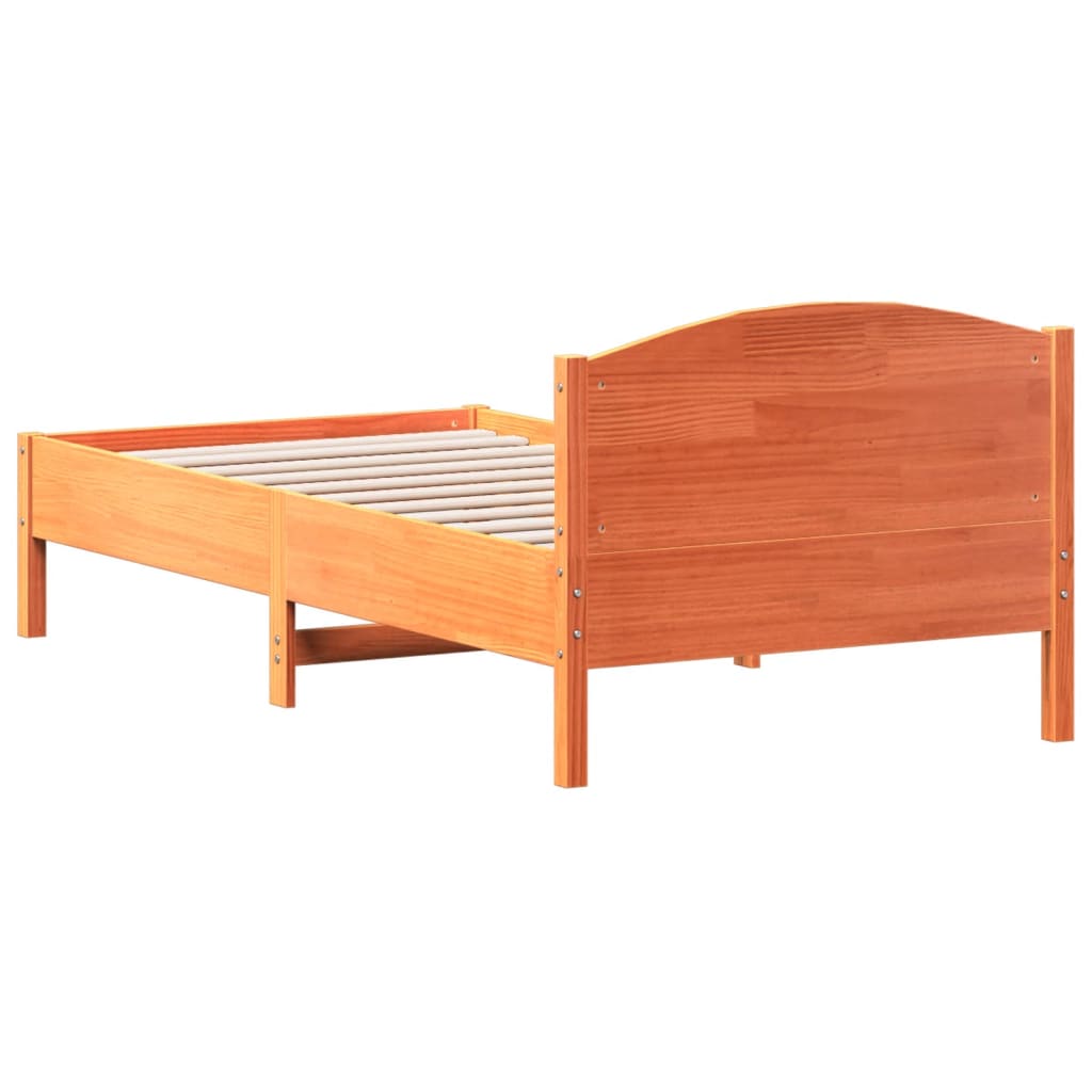 Solid Pine Bed Frame, Wax Brown, 75x190 cm - Small Single