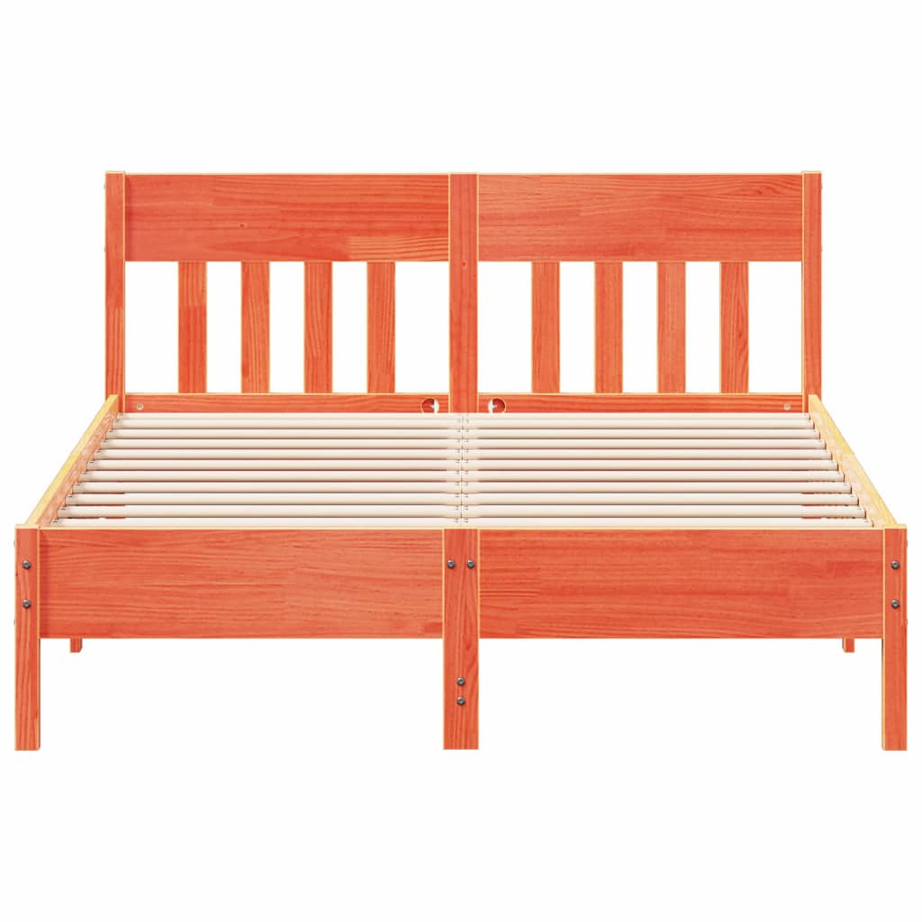 Wax Brown Solid Pine Bed Frame 140x200 cm | No Mattress Included
