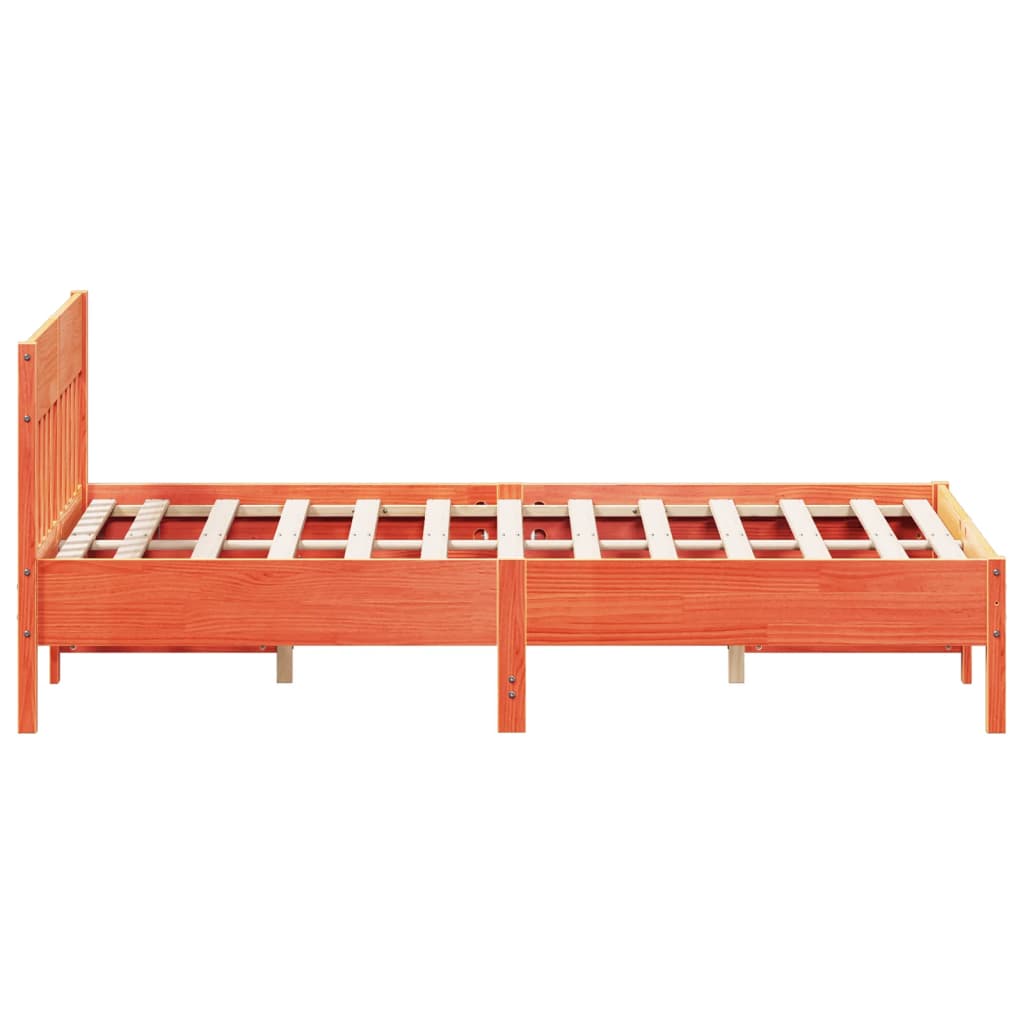 Wax Brown Solid Pine Bed Frame 140x200 cm | No Mattress Included