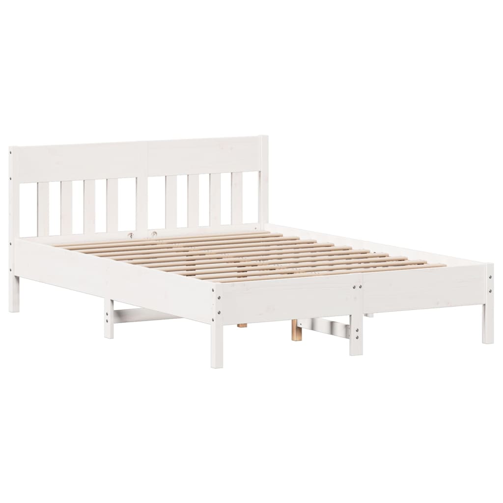 Solid Pine Bed Frame 120x200 cm - White, No Mattress Included