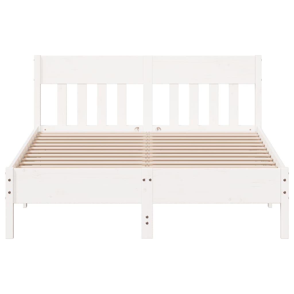 Solid Pine Bed Frame 120x200 cm - White, No Mattress Included