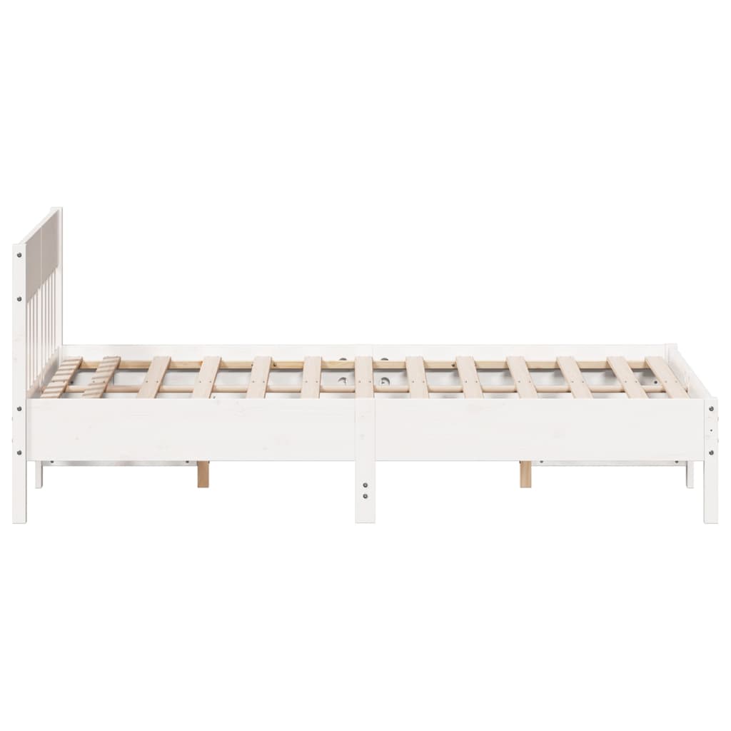 Solid Pine Bed Frame 120x200 cm - White, No Mattress Included