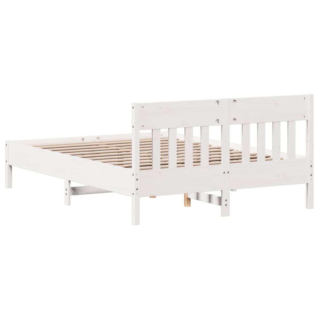 Solid Pine Bed Frame 120x200 cm - White, No Mattress Included