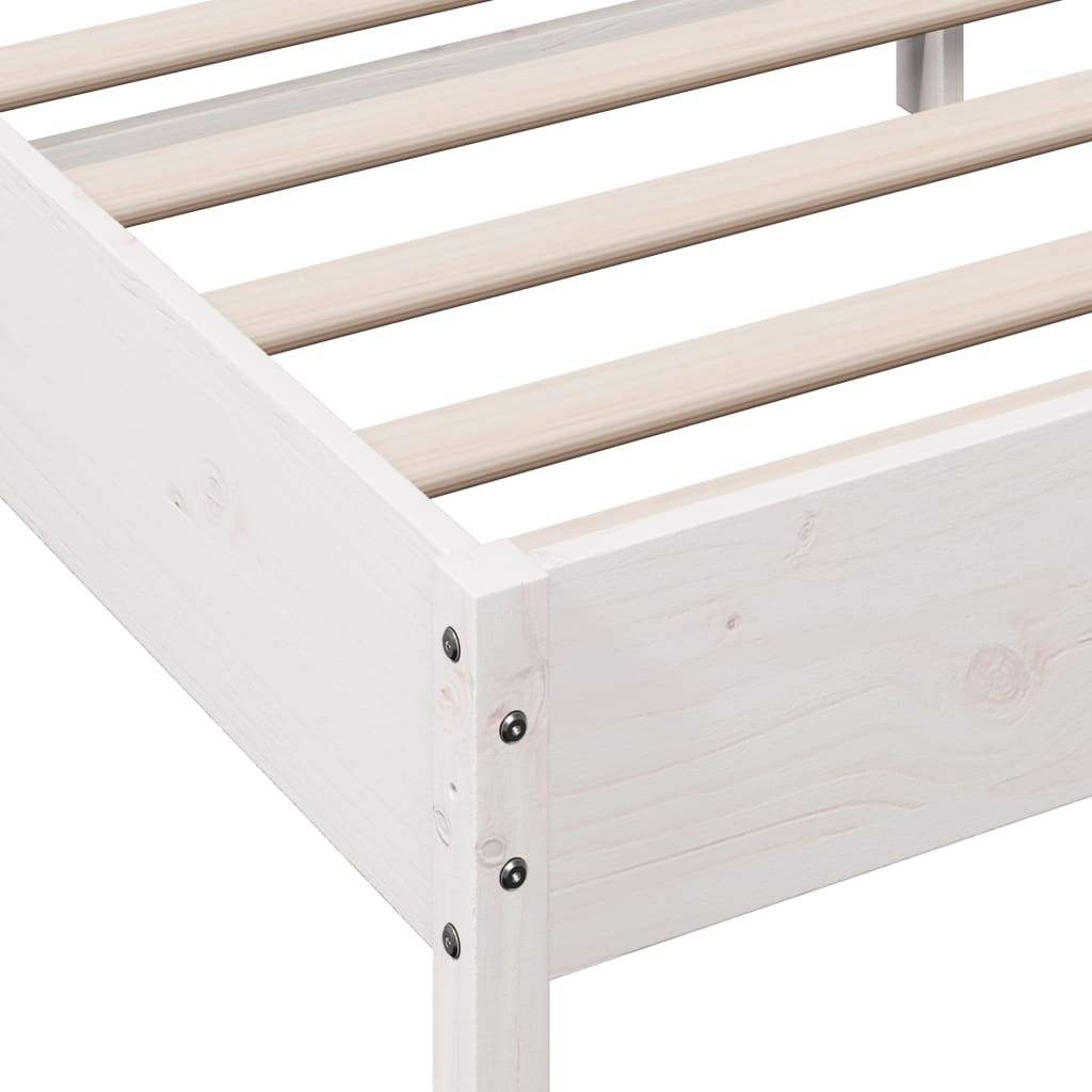 Solid Pine Bed Frame 120x200 cm - White, No Mattress Included