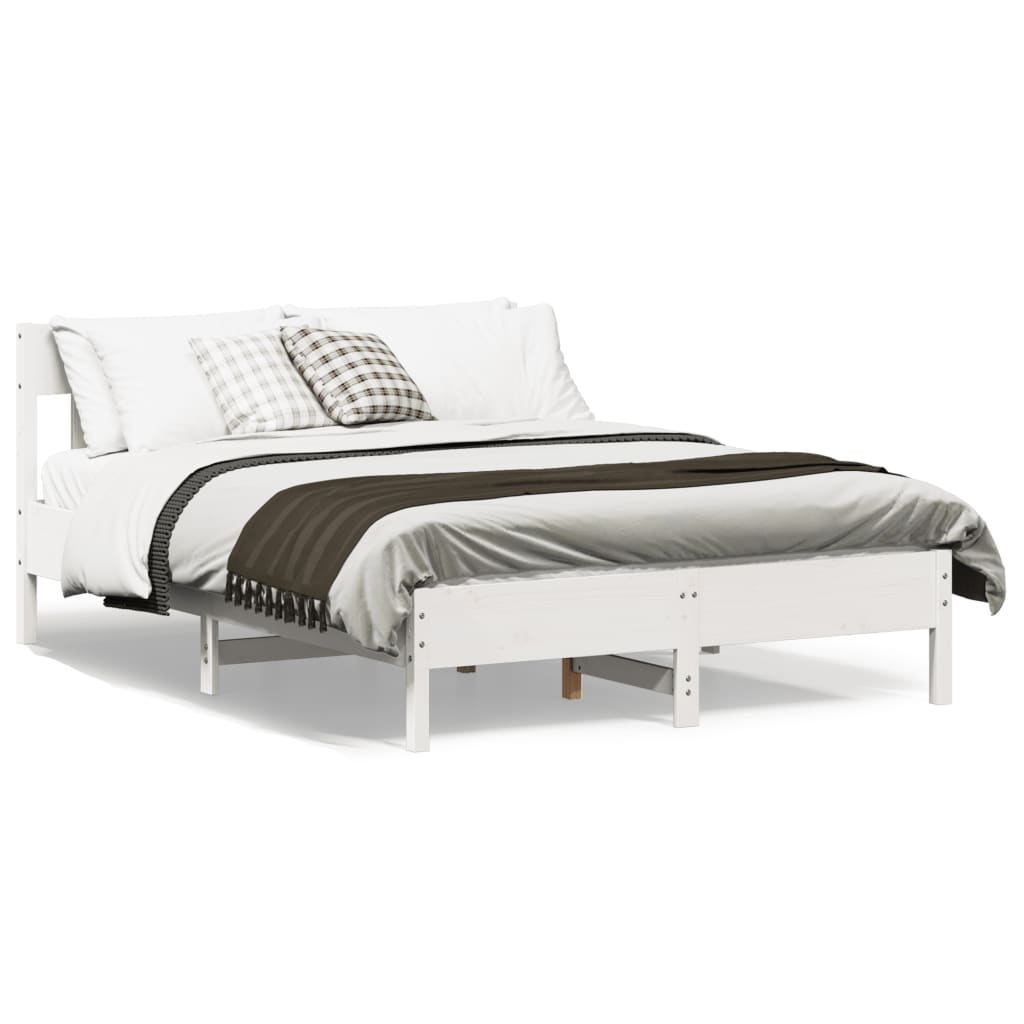 Solid Pine Bed Frame 120x200 cm - White, No Mattress Included