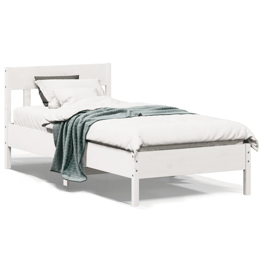 Solid Pine Wood Bed Frame 100x200 cm, White Finish