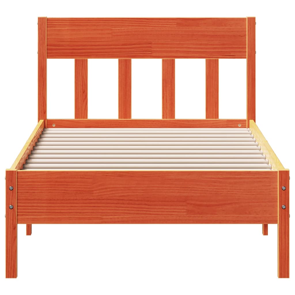 Solid Pine Wood Bed Frame, Wax Brown, 100x200 cm (No Mattress)
