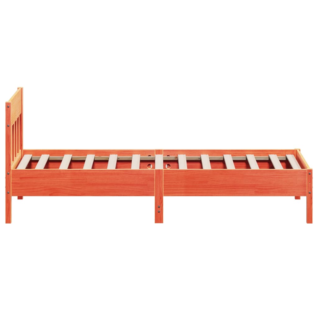 Solid Pine Wood Bed Frame, Wax Brown, 100x200 cm (No Mattress)