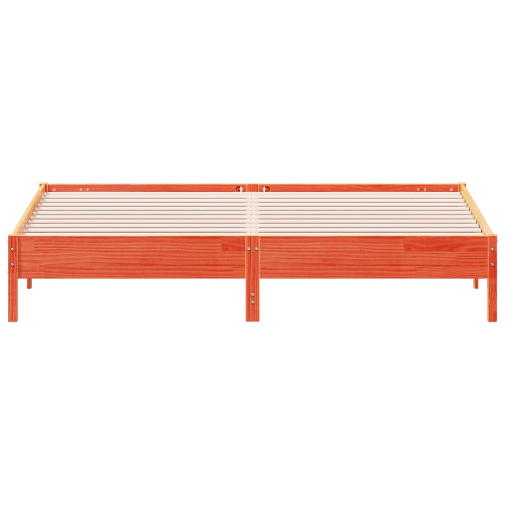 Solid Pine Wood Bed Frame, Wax Brown 200x200 cm - No Mattress Included