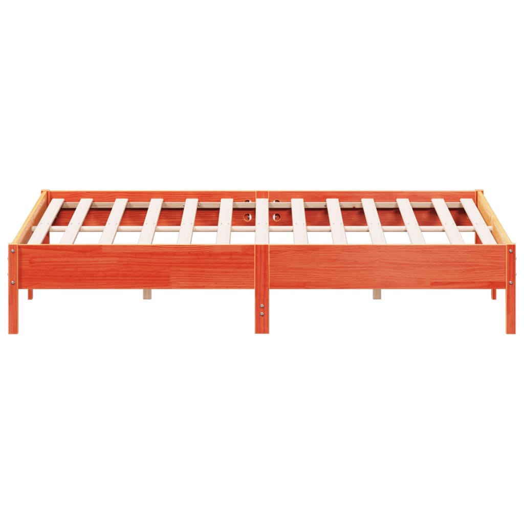 Solid Pine Wood Bed Frame, Wax Brown 200x200 cm - No Mattress Included