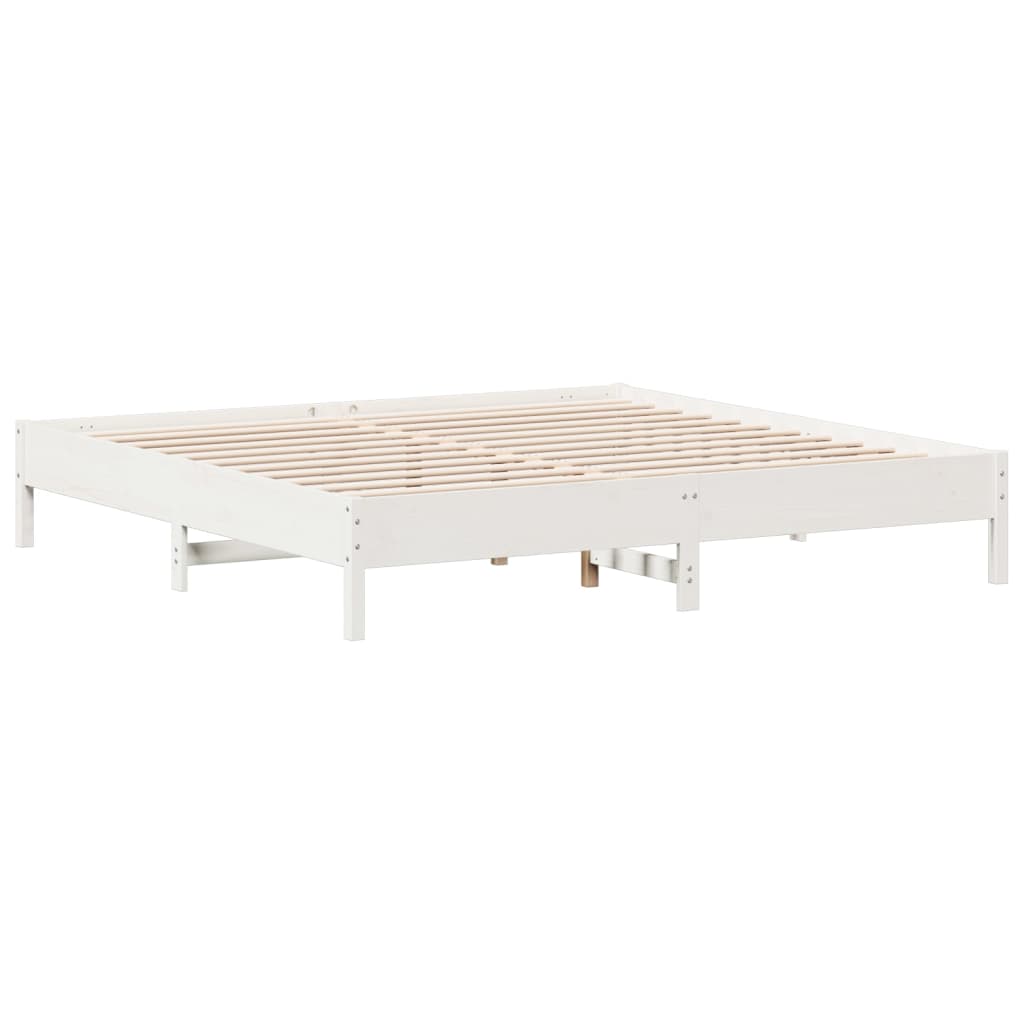 Solid Wood Pine Bed Frame 180x200 cm White Super King Size
