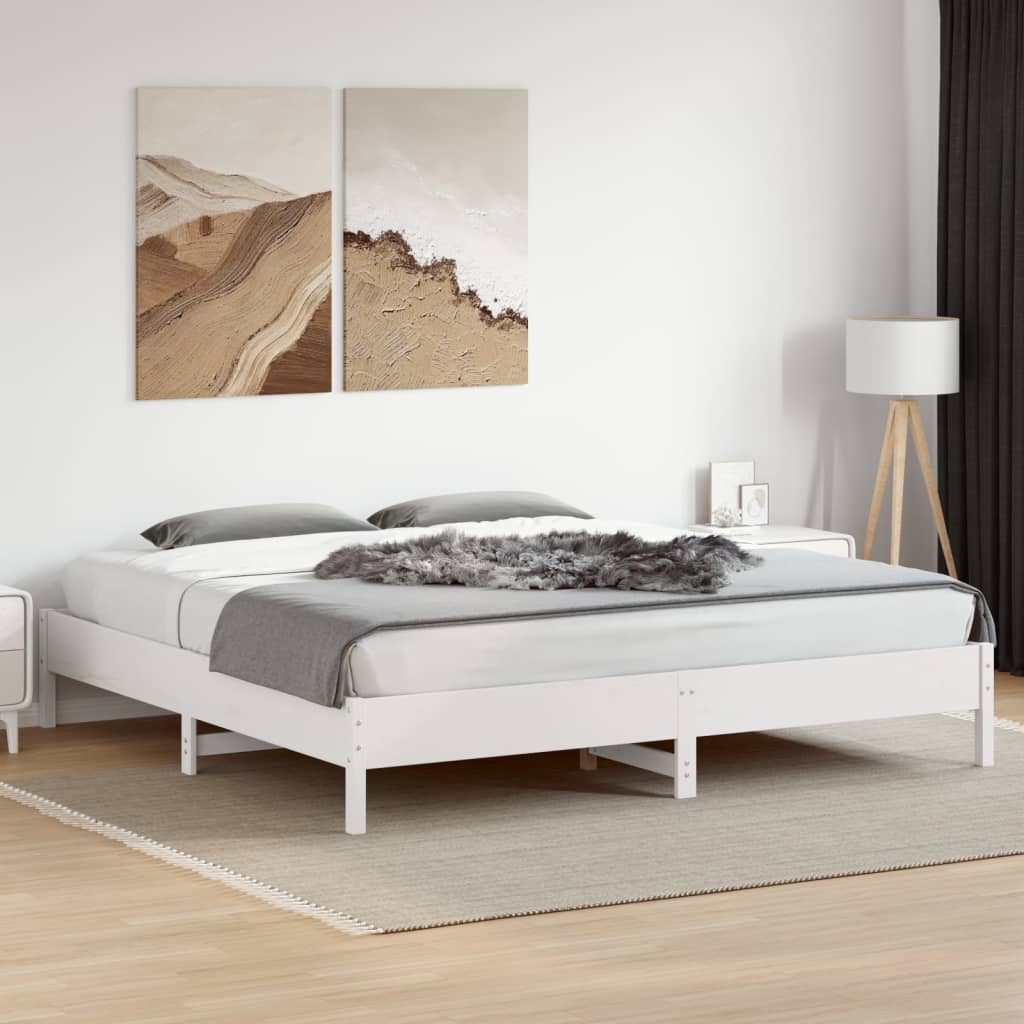 Solid Wood Pine Bed Frame 180x200 cm White Super King Size