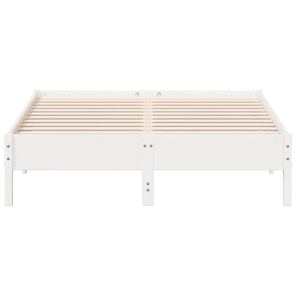 Solid Pine White Bed Frame 160x200 cm - Sturdy Wood Design