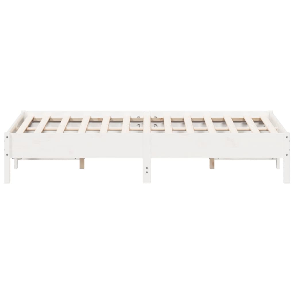 Solid Pine White Bed Frame 160x200 cm - Sturdy Wood Design