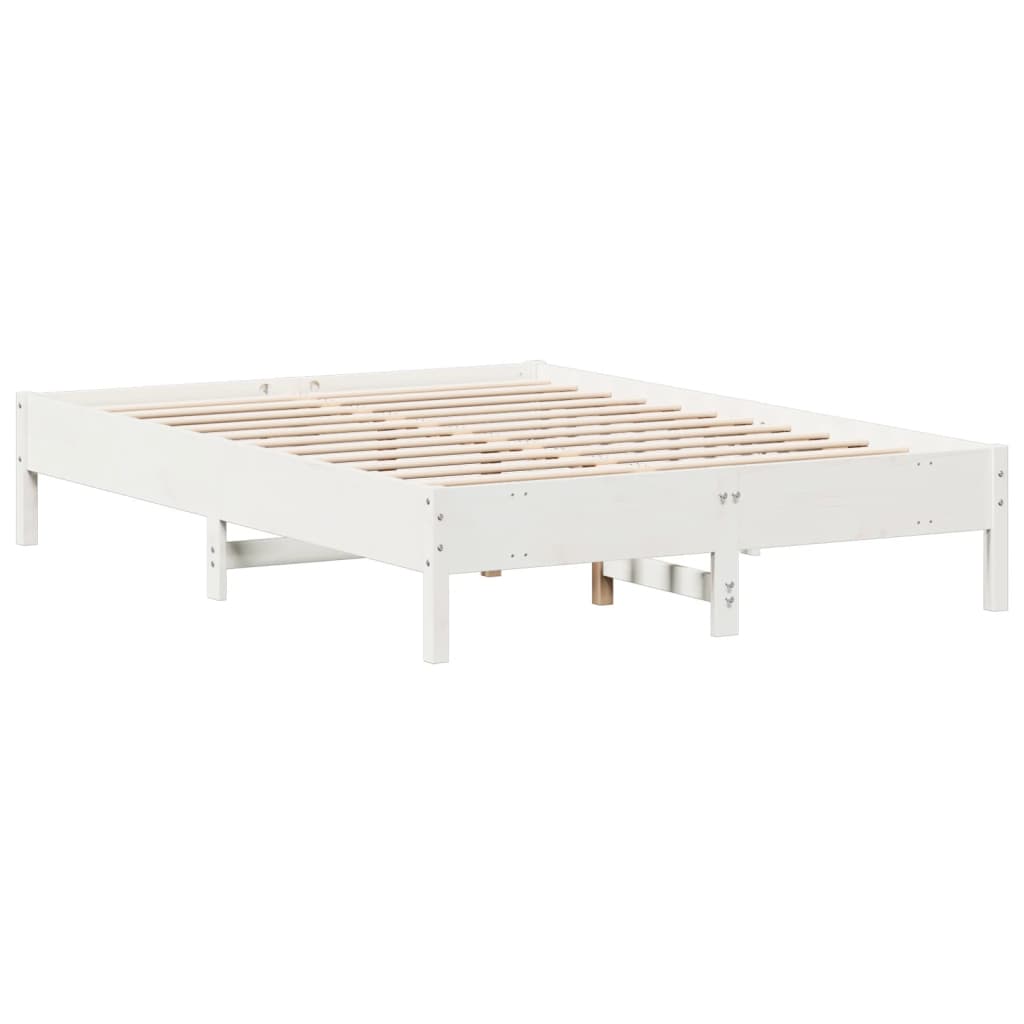 Solid Pine White Bed Frame 160x200 cm - Sturdy Wood Design