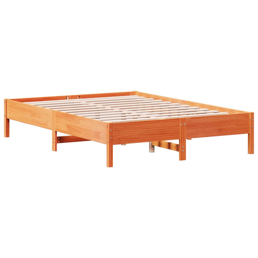 Solid Pine Bed Frame 140x200 cm - Wax Brown Finish