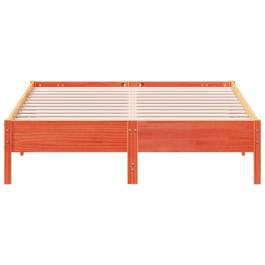 Solid Pine Bed Frame 140x200 cm - Wax Brown Finish