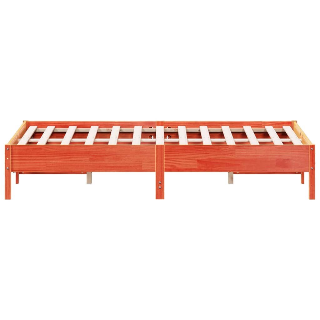Solid Pine Bed Frame 140x200 cm - Wax Brown Finish