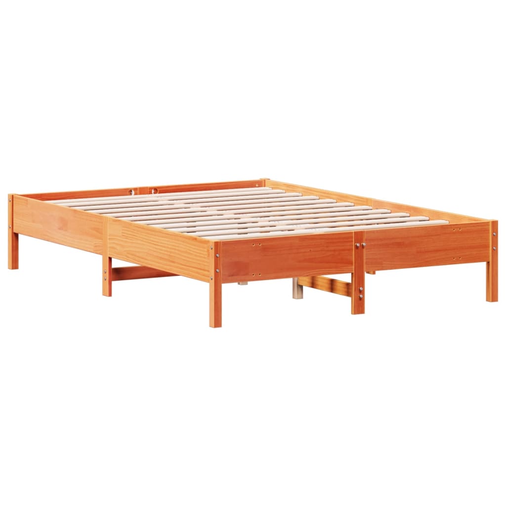 Solid Pine Bed Frame 140x200 cm - Wax Brown Finish