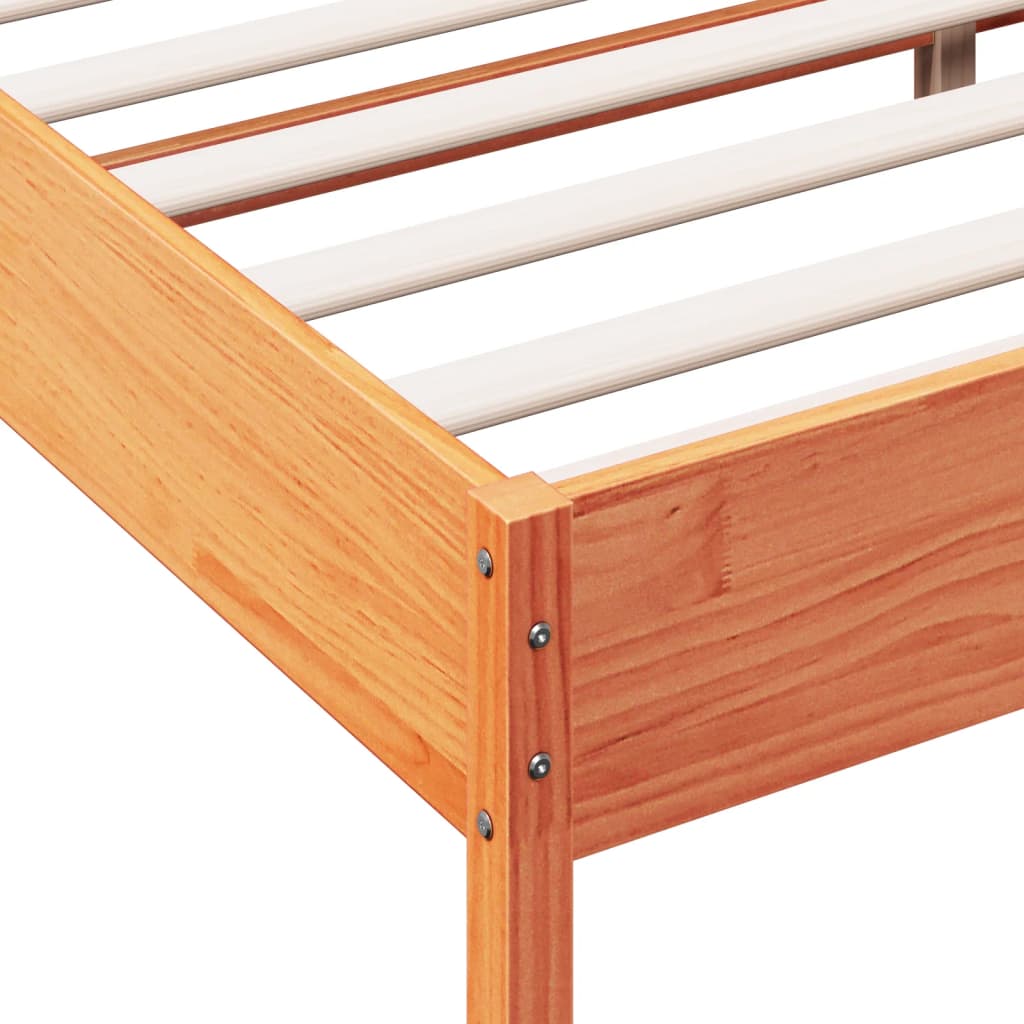 Solid Pine Bed Frame 140x200 cm - Wax Brown Finish