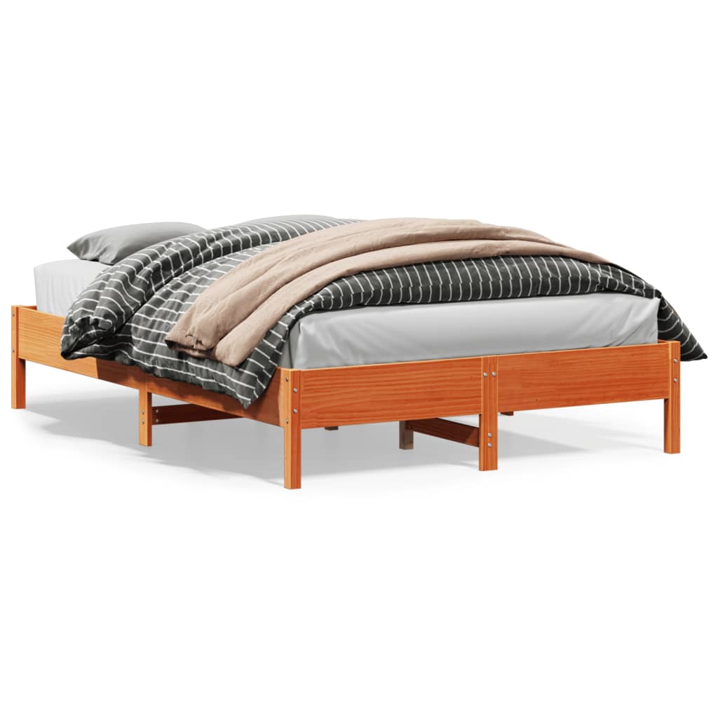 Solid Pine Bed Frame 140x200 cm - Wax Brown Finish