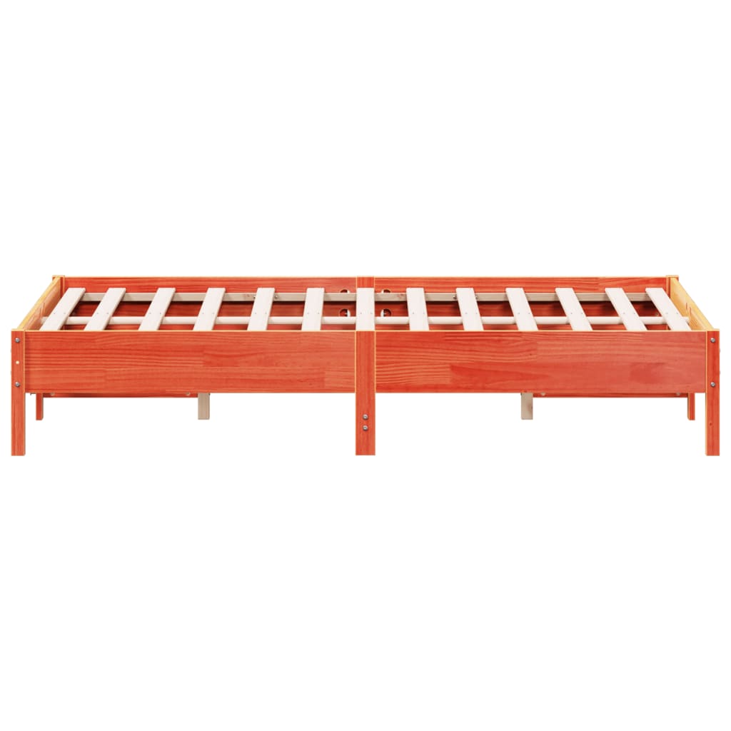 Wax Brown Solid Pine Wood Bed Frame 120x200 cm (No Mattress)