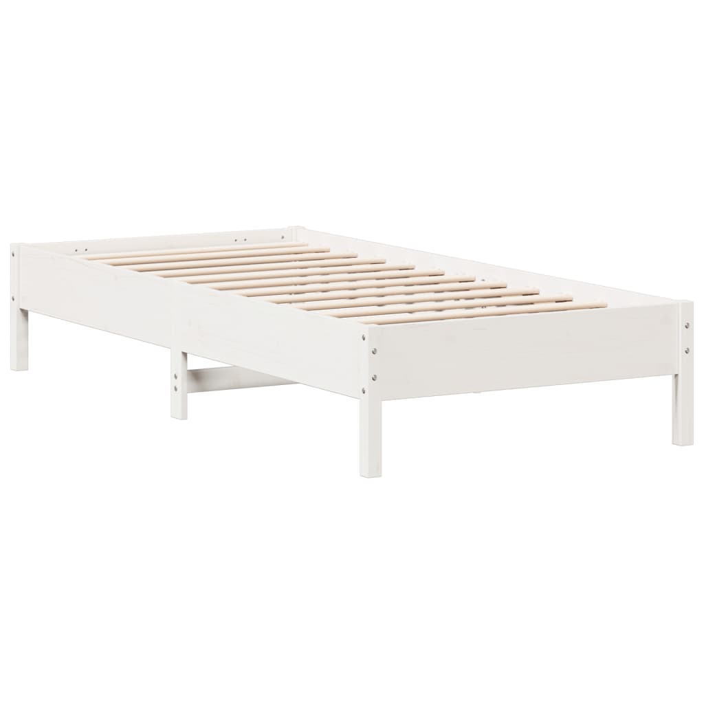 White Solid Pine Wood Bed Frame 90x200 cm (No Mattress)