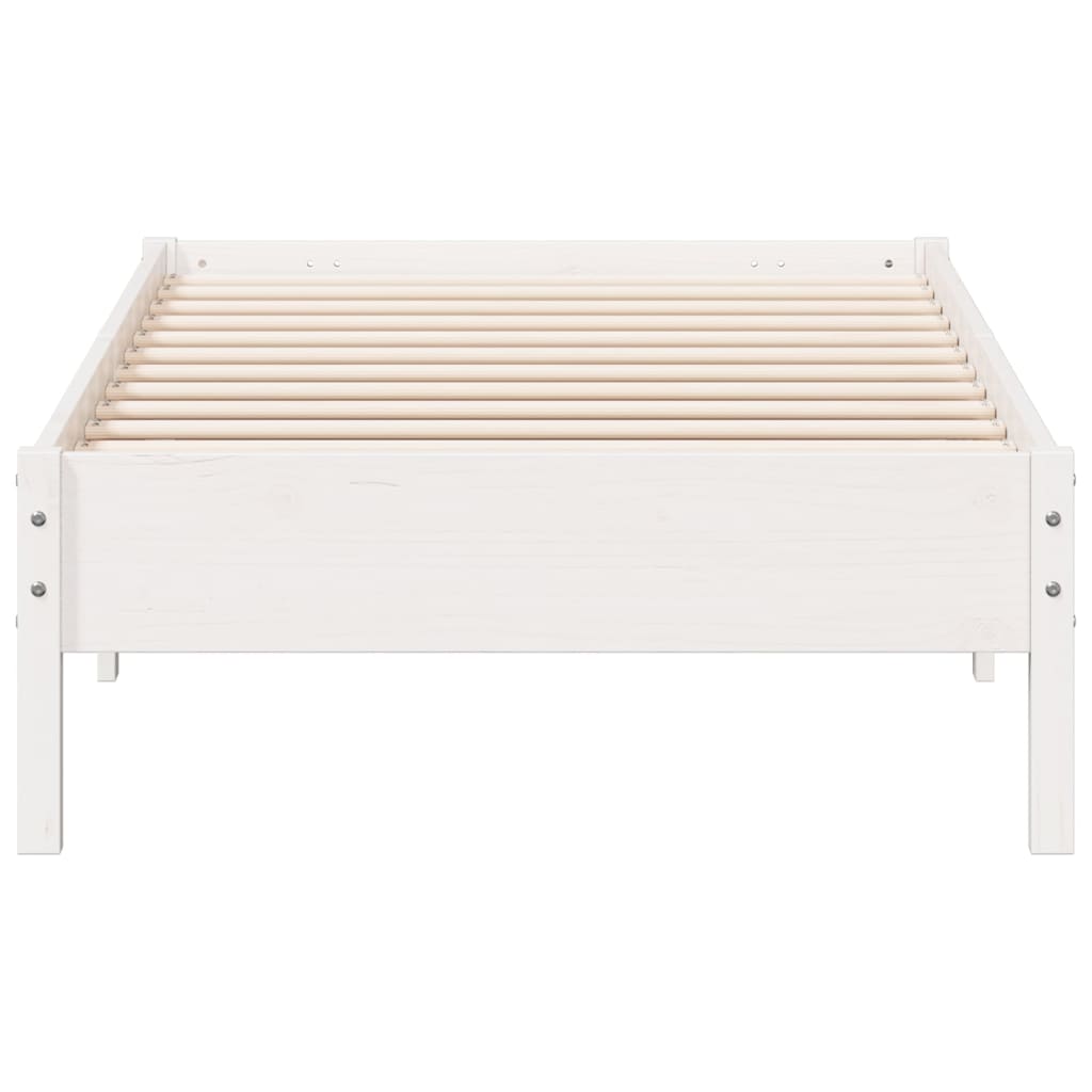 White Solid Pine Wood Bed Frame 90x200 cm (No Mattress)